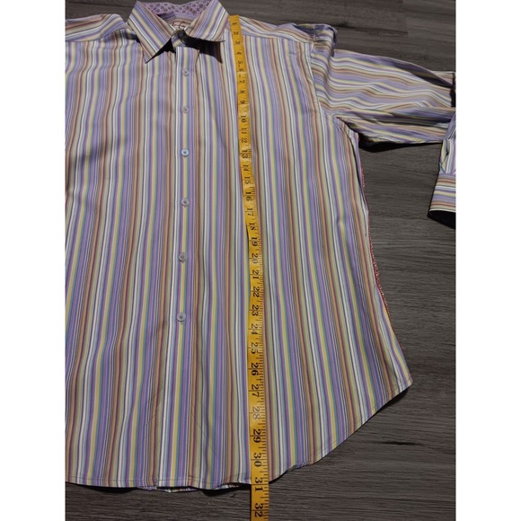 Robert Graham Men's Multicolor Striped Flip Cuff Long Sleeve Shirt Size XL - Picture 6 of 9